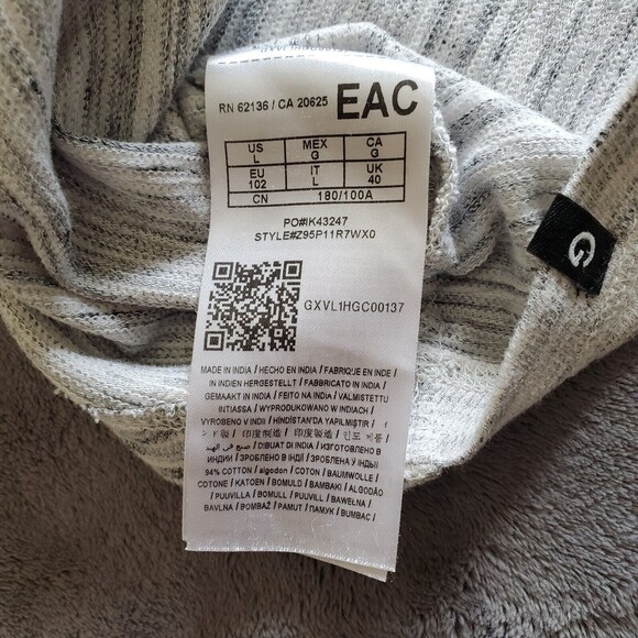 G by Guess Men's Size Large Pullover Hoodie Sweater Shirt Grey and White L - Picture 8 of 10